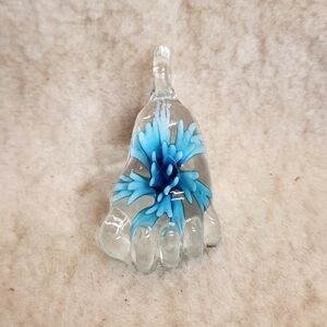 Murano Blue and White Glass Foot Necklace Pendant